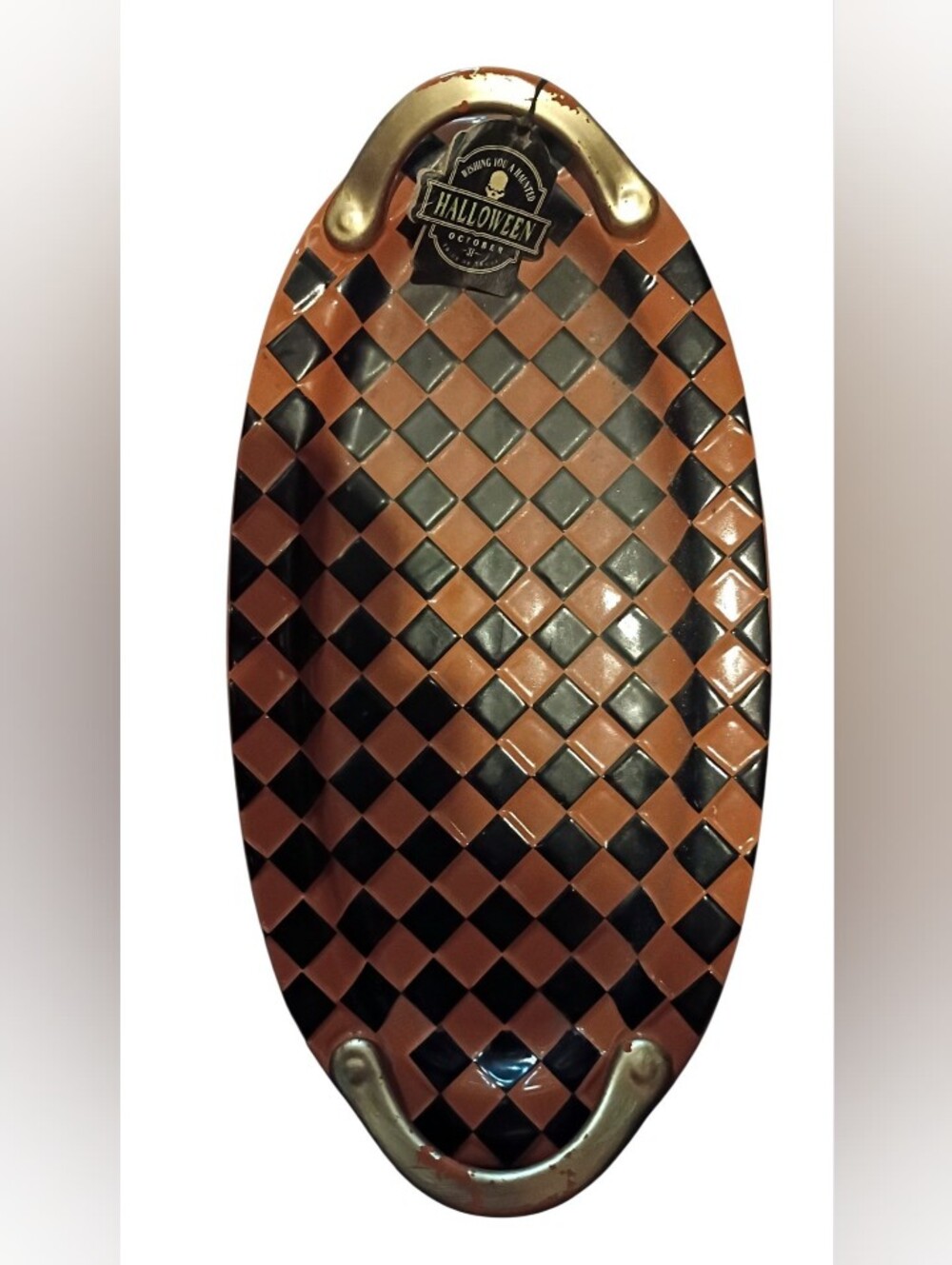 NWT Checkered Halloween Platter